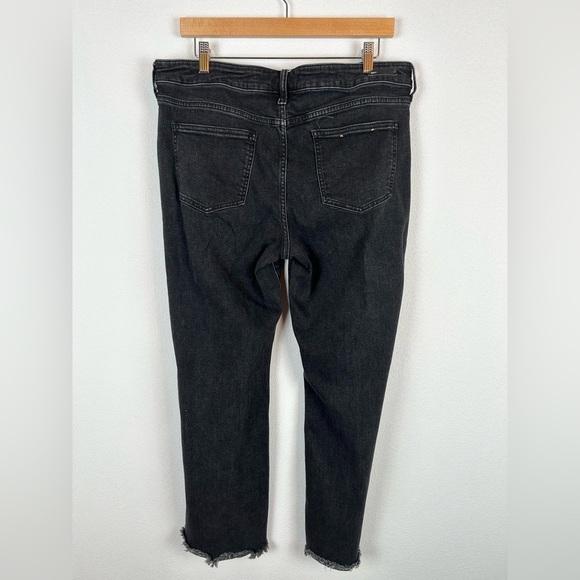 Pilcro Anthropologie High Rise Flare Black Jeans Front Seam Raw Hem 32 - Picture 8 of 15